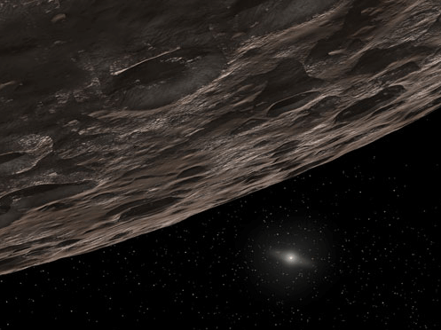 柯伊伯带天体的想象画。这些冰质的小天体散布于从海王星轨道30个天文单位到50个天文单位之间的区域。版权：T Pyle (SSC)/JPL-Caltech/NASA