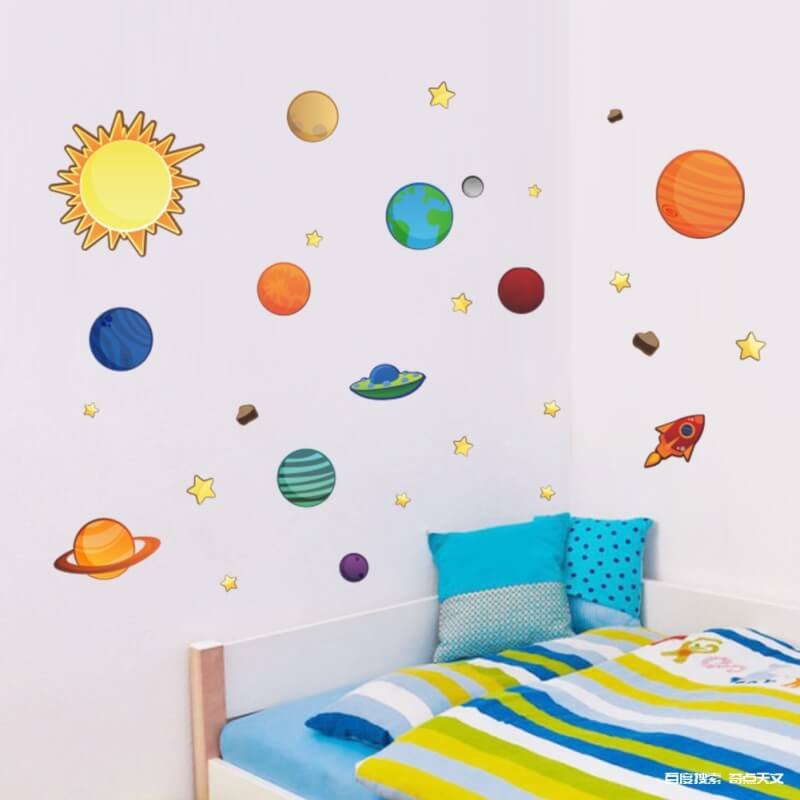 太阳系星球卧室背景墙贴纸