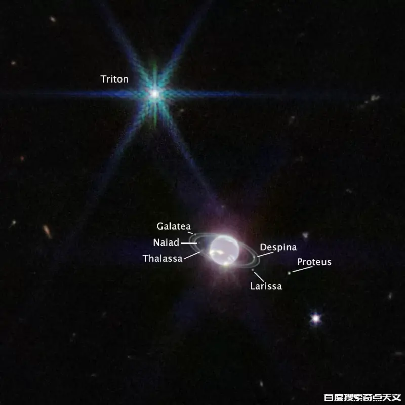 韦伯拍摄到最清晰的海王星行星环图像