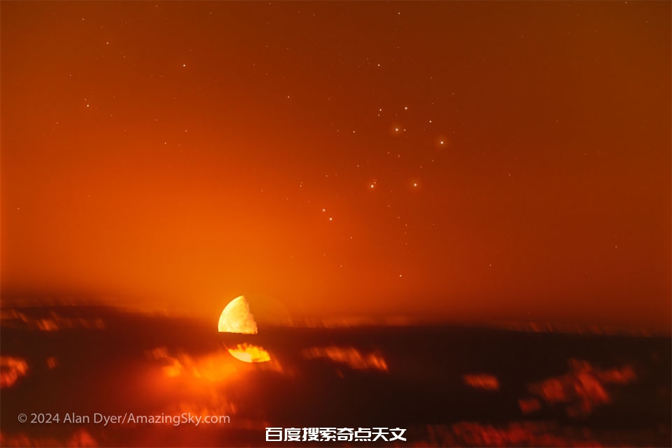 下弦月与昴宿星团 下弦月与昴宿星团